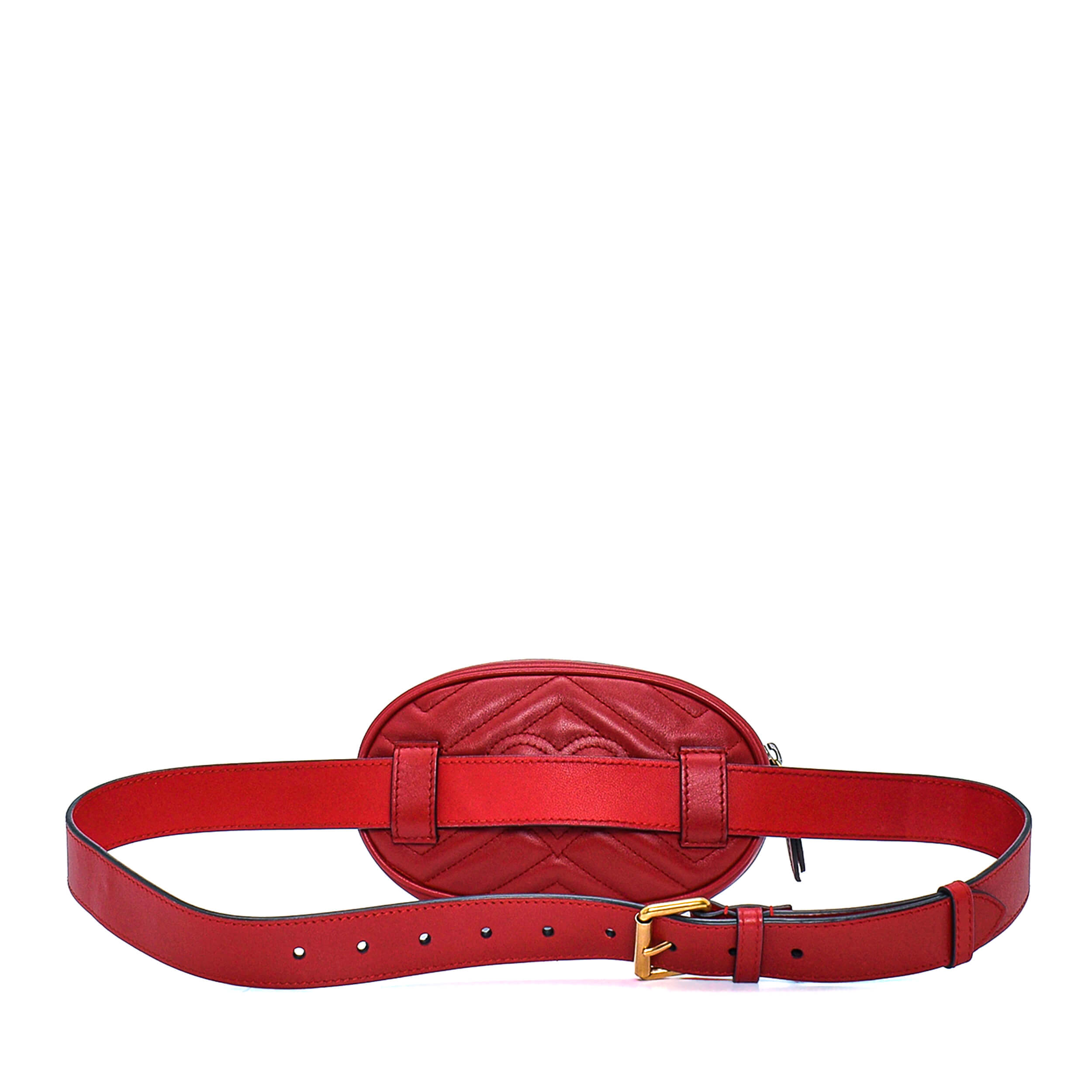 Gucci - Red  Marmont Matelasse Leather Belt Bag